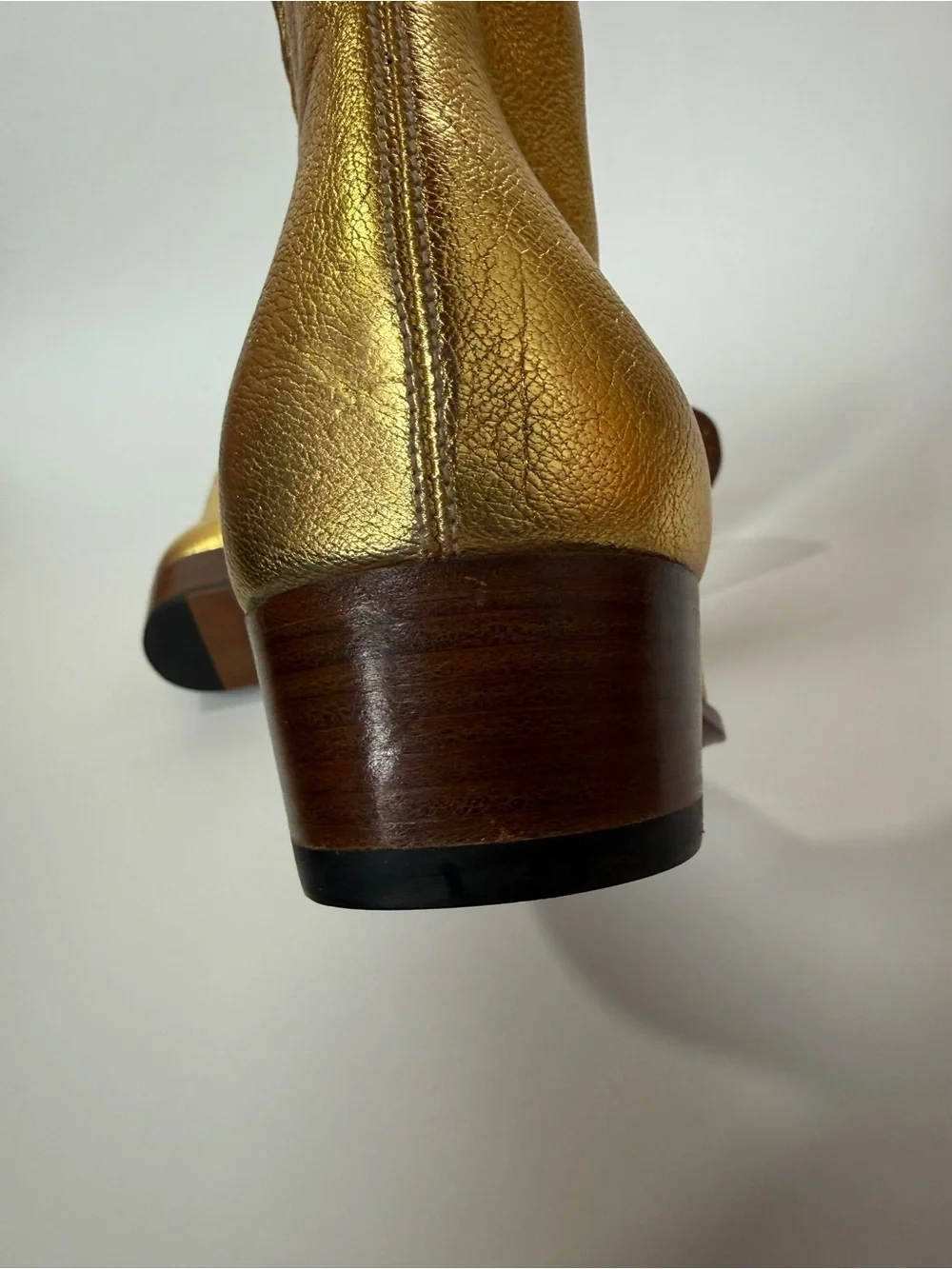 Saint Laurent Gold Leather Boots 41.5